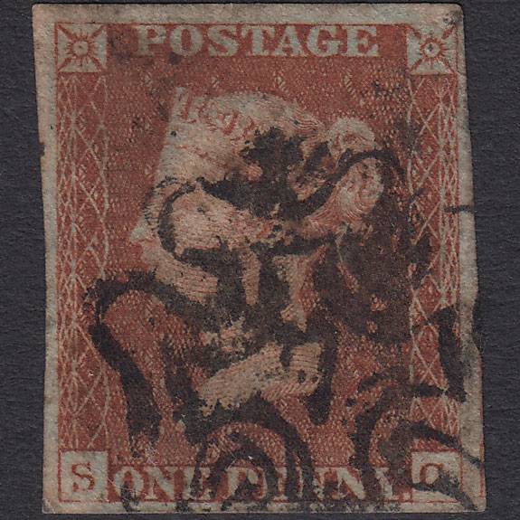 GB QV 1841 1d Red-brown (Plate 27) SG8-B1(1) SC GU 4 Margins No.7 in MX