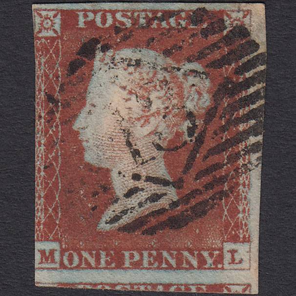 GB QV 1841 1d Red-brown (Plate 50) SG8-B1(1) ML FU 3 Margins London IS 13