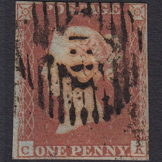 GB QV 1841 1d Red-brown (Plate 107) SG8-B1(1) CK GU 4M London IS Cancel