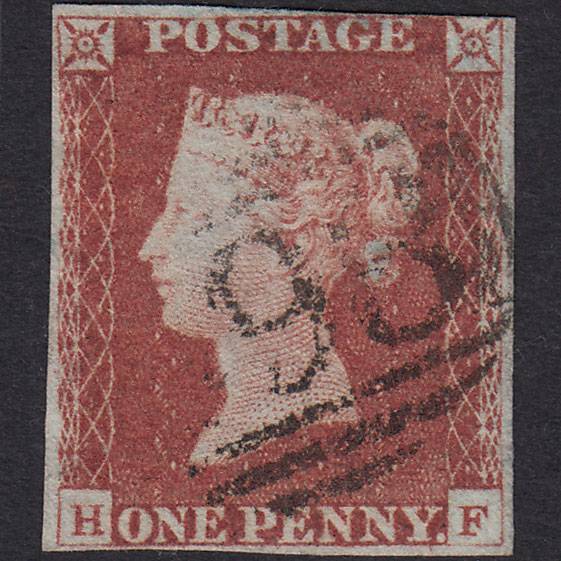 GB QV 1841 1d Red-brown (Plate 69) SG8-B1(1) HF FU nr 4 Margins