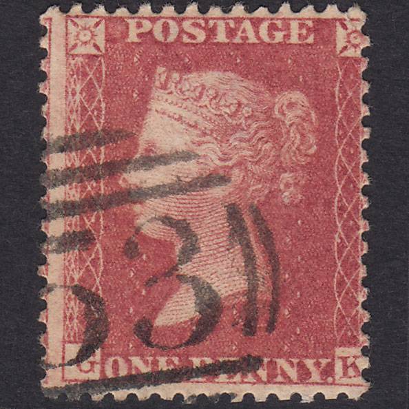 GB QV 1857 1d Rose-red (Plate 59) SG40-C10(1) GK FU Bath 53 Misperf