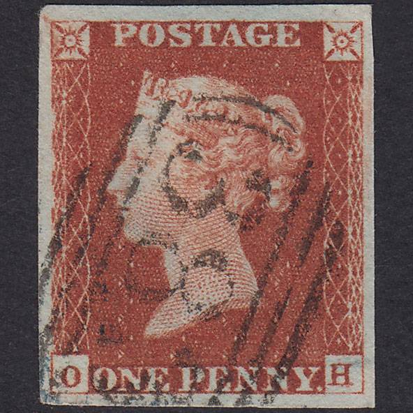 GB QV 1841 1d Red-Brown Plate 64 SG8-B1(1) OH VFU 4 Good Margins Hull 383