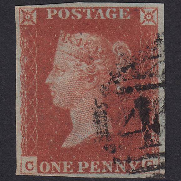 GB QV 1841 1d Red-Brown Plate 62 SG8-B1(1) CG FU 4 Margins