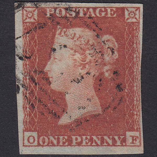GB QV 1841 1d Red-Brown Plate 101 SG8-B1(1) OF FU 4 Margins Light Cancel