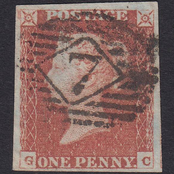 GB QV 1841 1d Red-Brown Plate 85 SG8-B1(1) GC FU 4 Margins London IS 7