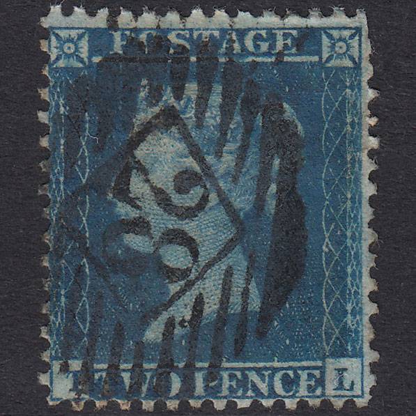 GB QV 1857 2d Blue Plate 6 SG35-F7 TL GU London IS 28