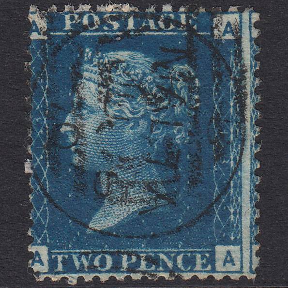 GB QV 1869 2d Blue Plate 13 SG46-G3 AA FU Malta CDS