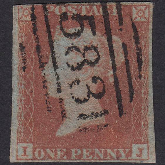 GB QV 1841 1d Red-Brown Plate 153 SG8-B2(1) IJ GU Nr 4M Nottingham 583