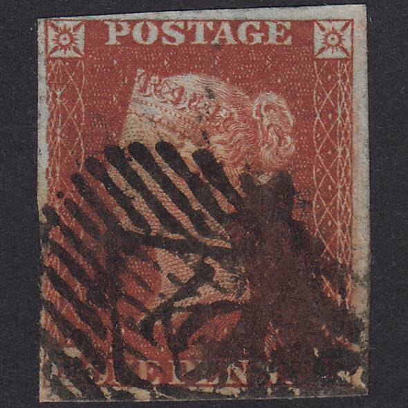 GB QV 1841 1d Red-Brown Plate 36 SG8-B1(1) HF GU 4 Margins London IS 10