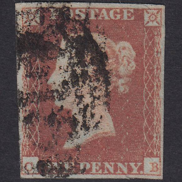 GB QV 1841 1d Red-Brown Plate 93 SG8-B1(1) CB GU 4 Margins