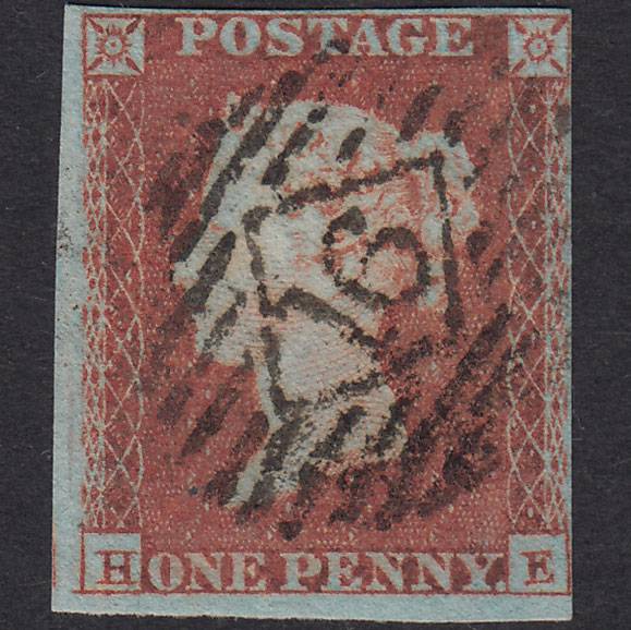 GB QV 1841 1d Red-Brown Plate 116 SG8-B1(1) HE FU 4 Margins London IS 16