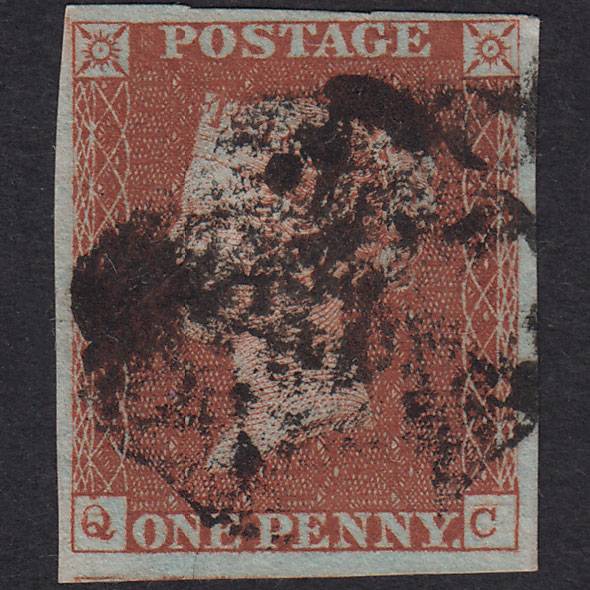 GB QV 1841 1d Red-Brown Plate 29 SG8-B1(1) Guideline QC GU 4 Margins MX