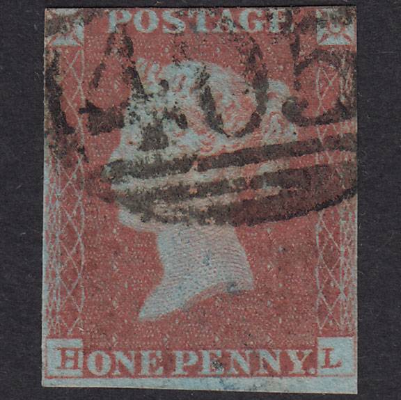 GB QV 1841 1d Red-Brown Plate 86 SG8-B1(1) HL GU Ipswich 405