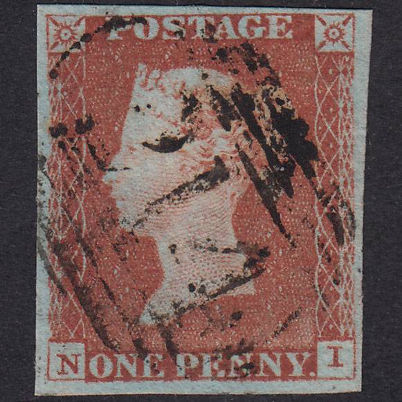 GB QV 1841 1d Red-Brown Plate 60 SG8-B1(1) NI FU 4 Margins Cullompton 214