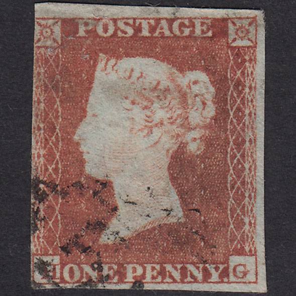 GB QV 1841 1d Red-Brown Plate 116 SG8-B1(1) HG GU 3 Margins Light Cancel