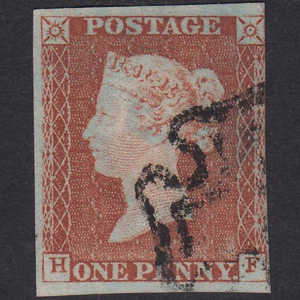 GB QV 1841 1d Red-Brown Plate 31 SG8-B1(1) HF FU Nr 4 Margins MX