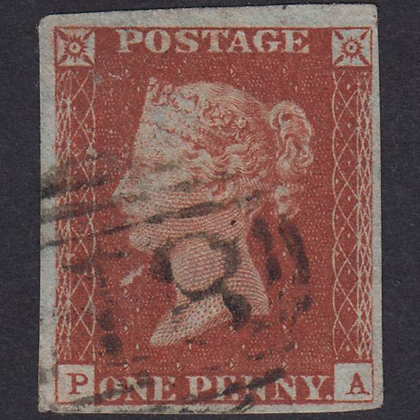 GB QV 1841 1d Red-Brown Plate 55 SG8-B1(1) PA GU 4 Margins