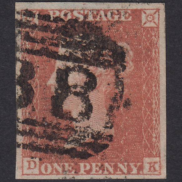 GB QV 1841 1d Red-Brown Plate 99 SG8-B1(1) DK FU 4 Good Margins