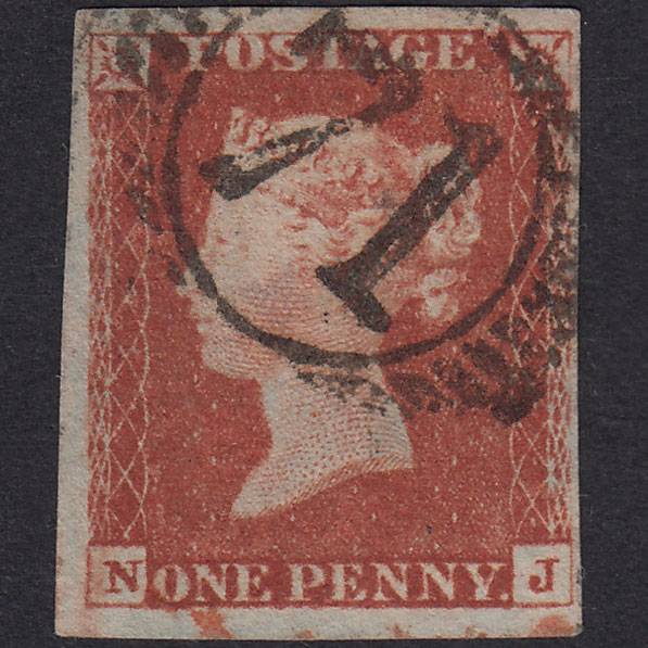 GB QV 1841 1d Red-Brown Plate 61 SG8-B1(1) NJ FU 4 Margins London IS 71