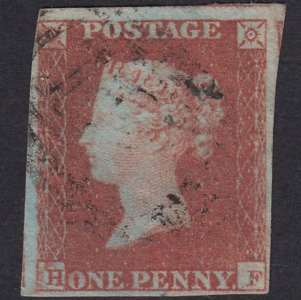 GB QV 1841 1d Red-Brown Plate 87 SG8-B1(1) HF FU Nr 4M Light Cancel