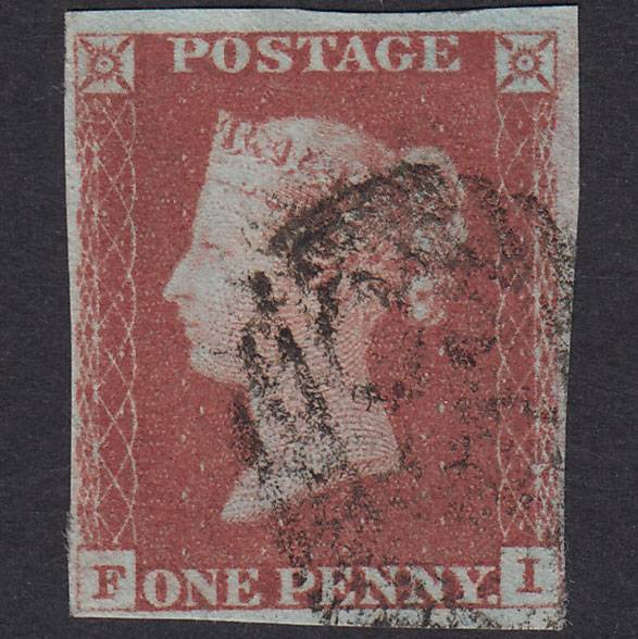 GB QV 1841 1d Red-Brown Plate 69 SG8-B1(1) FI FU 4 Margins