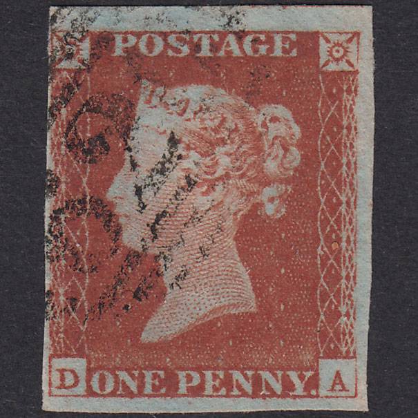 GB QV 1841 1d Red-Brown Plate 63 SG8-B1(1) DA FU 4 Margins Plymouth 620