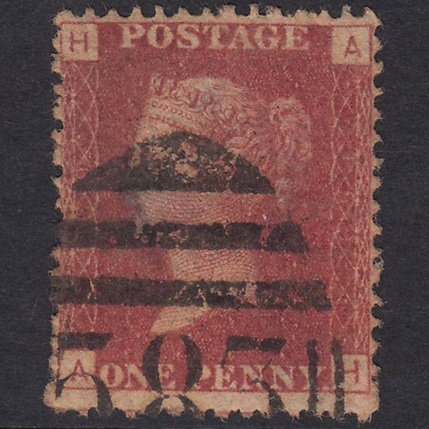 GB QV 1864 1d Lake-Red Plate 159 SG44-G1(2) AH GU Nottingham 583
