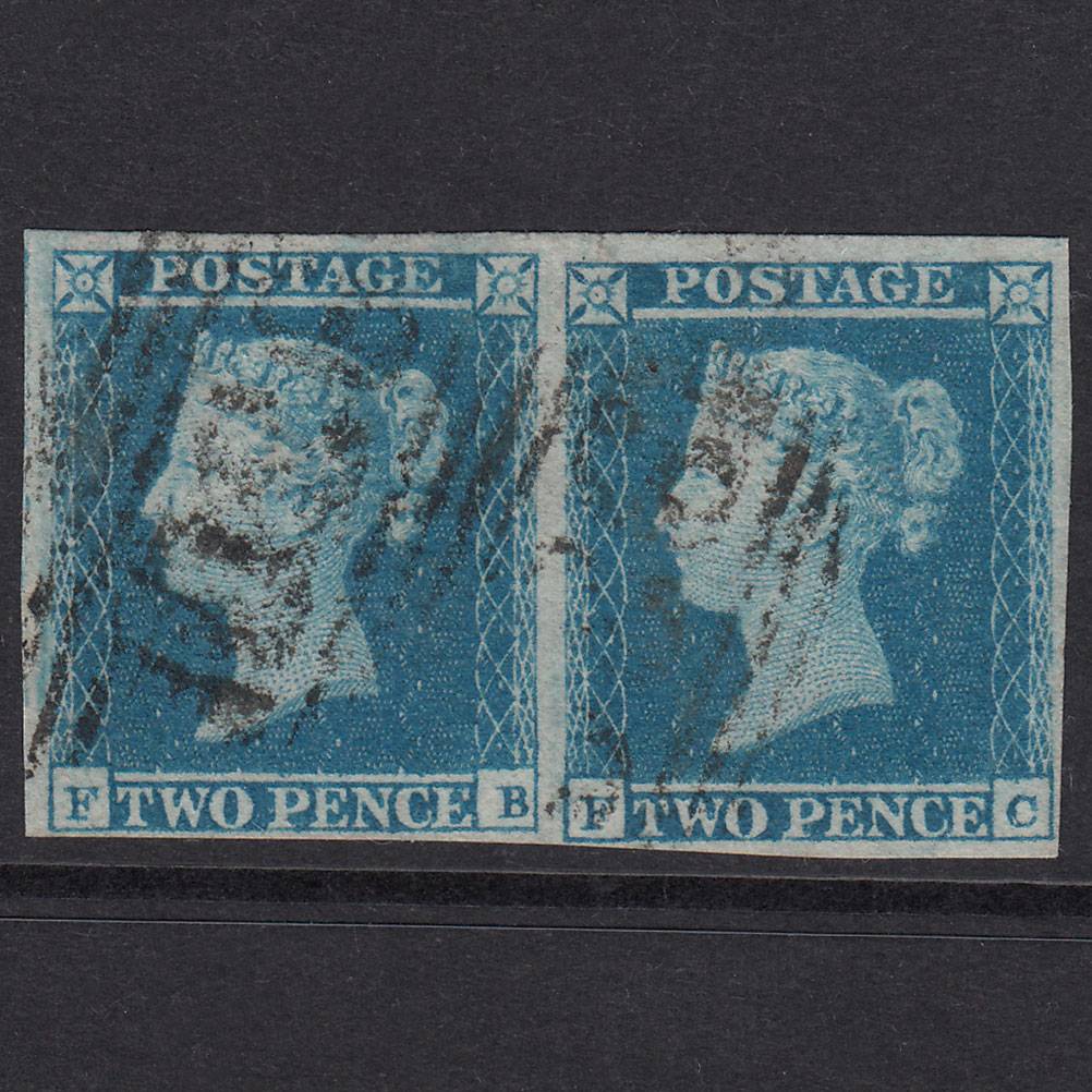 GB QV 1841 2d Pale Blue Plate 4 SG13-E1(1) FB-FC FU 4 Margins
