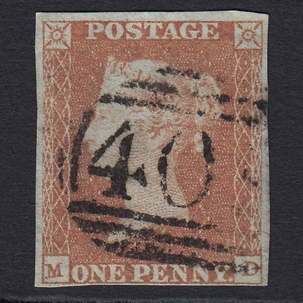 GB QV 1841 1d Red-brown (Plate 97) (SG8) 'MD' FU 4 Margins