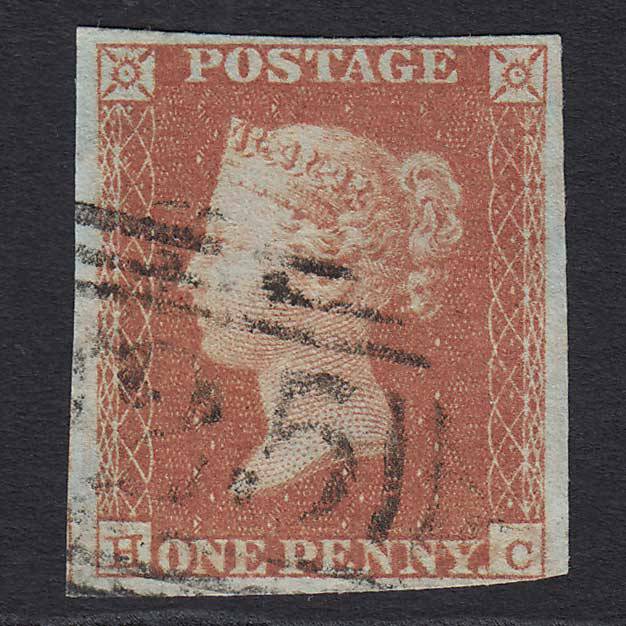 GB QV 1841 1d Red-brown (Plate 96) (SG8) 'HC' GU nr 4 Margins