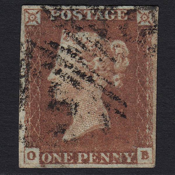 GB QV 1841 1d Red-brown (Plate 69) (SG8) 'OB' GU 4 Margins