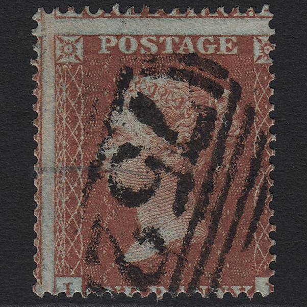 GB QV 1854 1d Red-brown SG17-C1(1) GU Stowmarket 752 Misperf