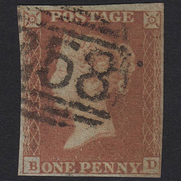 GB QV 1841 1d Red-brown (Plate 88) SG8-B1(1) BD GU Dover 258 4 Margins