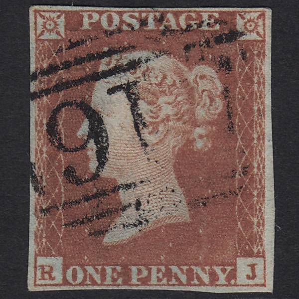 GB QV 1841 1d Red-brown (Plate 96) SG8-B1(1) RJ FU 4M Imperf