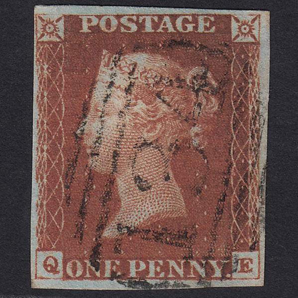 GB QV 1841 1d Deep Red-brown (Plate 63) SG10-B1(4) QE VFU Bristol 134 4M