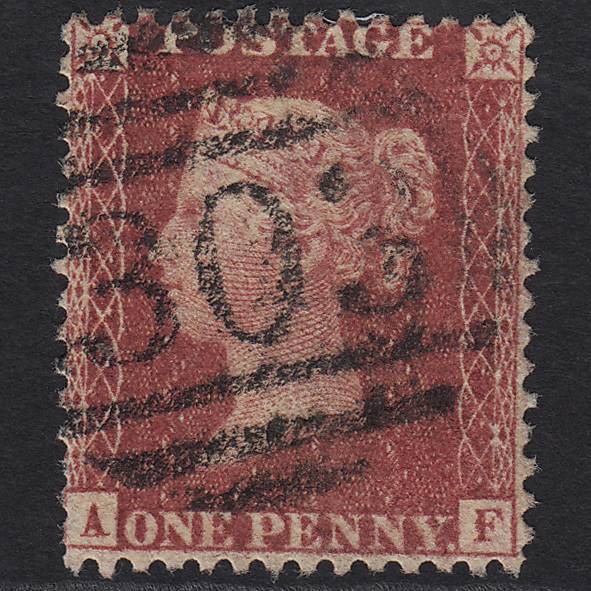 GB QV 1857 1d Rose-red SG40-C10(1) AF FU Folkestone 303