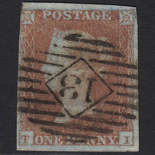 GB QV 1841 1d Red-brown (Plate 115) SG8-B1(1) TI GU nr 4M London IS 13
