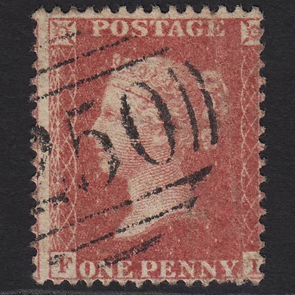 GB QV 1857 1d Rose-red (Plate 48) SG40-C10(1) FL FU Devonport 250 Misperf