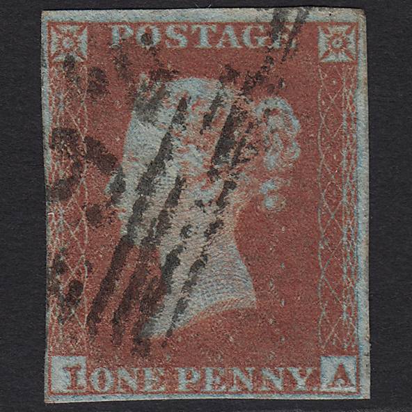 GB QV 1841 1d Red-brown (Plate 132) SG8-B2(1) IA GU 4 Margins Cupar Fife 92