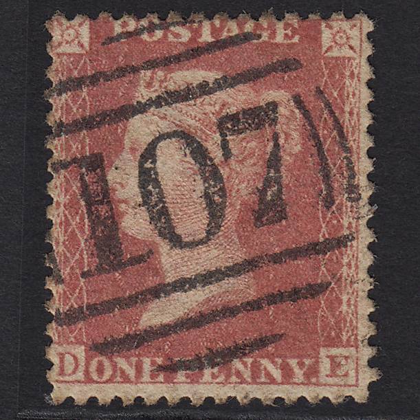 GB QV 1857 1d Rose-red (Plate 60) SG40-C10(1) DE FU Bradford 107