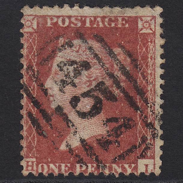 GB QV 1857 1d Rose-red SG40-C10(1) HL GU Leominster 454