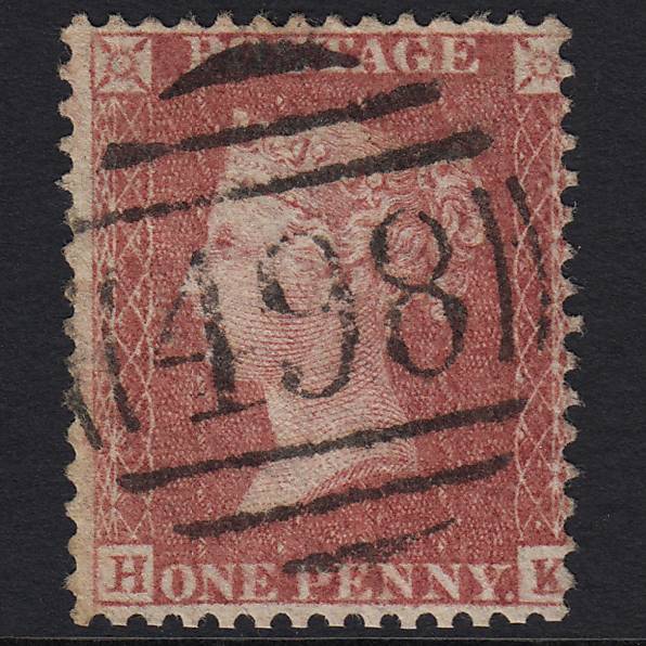 GB QV 1857 1d Rose-red (Plate 27) SG40-C10(1) HK GU Manchester 498