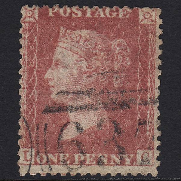 GB QV 1857 1d Rose-red (Plate 55) SG40-C10(1) LC GU Reigate 637
