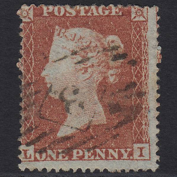 GB QV 1854 1d Red-brown (Plate 196) SG17-C1(1) LI FU London IS 3 Misperf