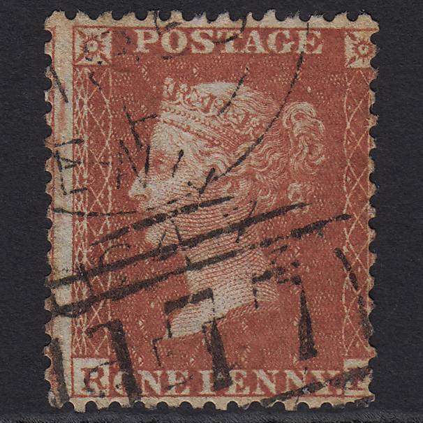 GB QV 1855 1d Red-brown (Plate 7) SG24-C3(1) RF GU Cheltenham 177 Misperf
