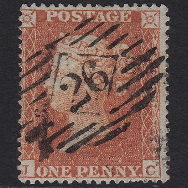 GB QV 1855 1d Red-brown (Plate 1) SG21-C4(1) JC FU London IS 26