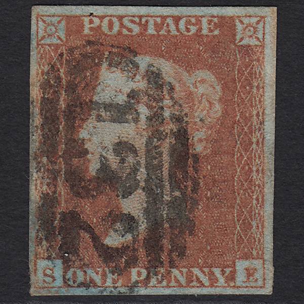 GB QV 1841 1d Red-brown Pl 124 SG8-B2(1) SE GU 4 Margins Brighton 132