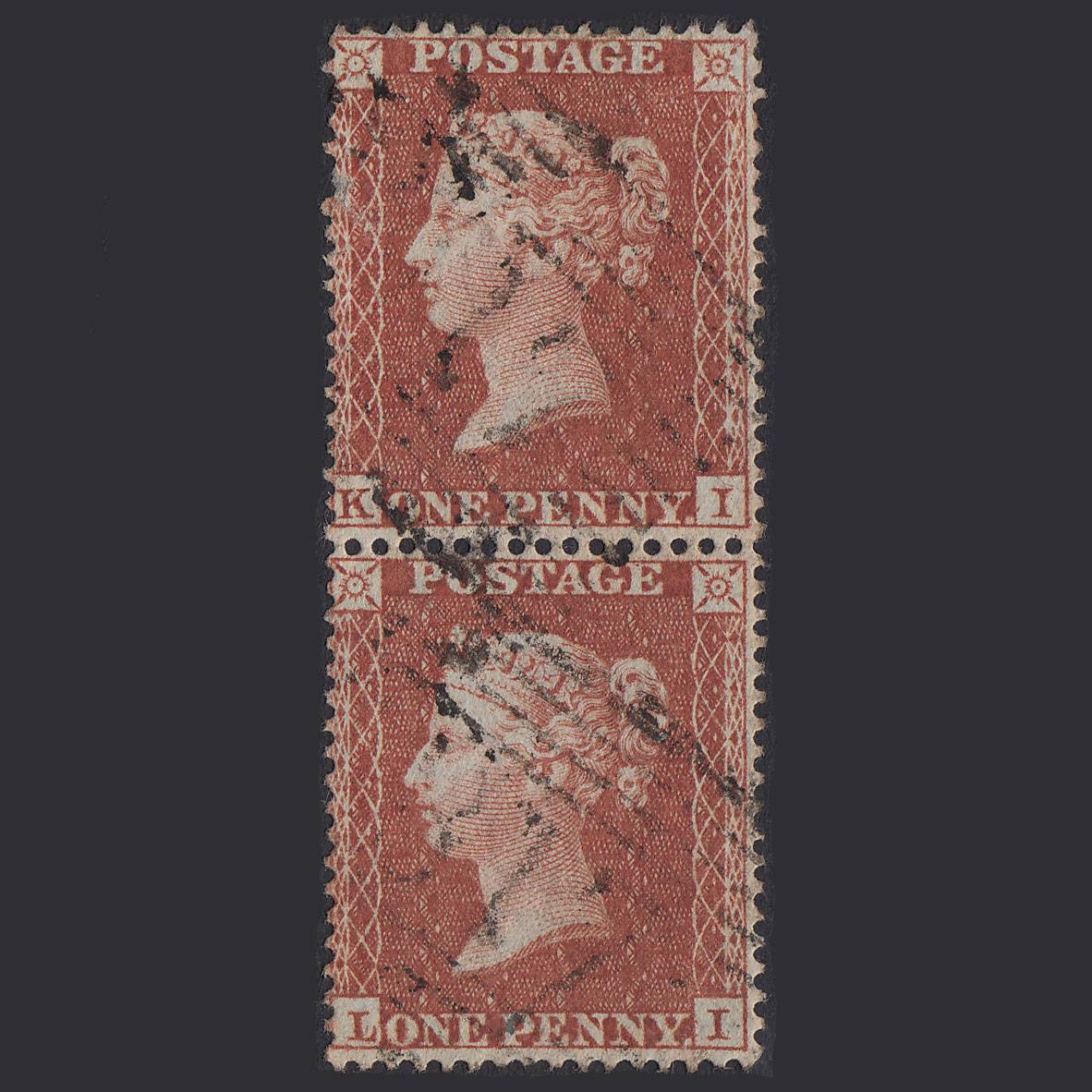 GB QV 1855 1d Red-brown (Plate 2) SG21-C4(1) KI-LI FU Pair Strontian 317