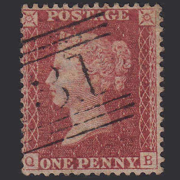 GB QV 1857 1d Rose-red (Plate 43) SG40-C10(1) QB FU Edinburgh 131