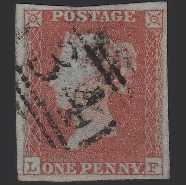 GB QV 1841 1d Red-brown (Plate 112) SG8-B1(1) LF FU 4 Margins Bristol 134